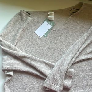 NWT off the shoulder V-neck light brown long sleeve